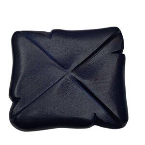 Handcrafted Navy Blue Geometric Pin Brooch W/ Dual Fasteners & Textured Design